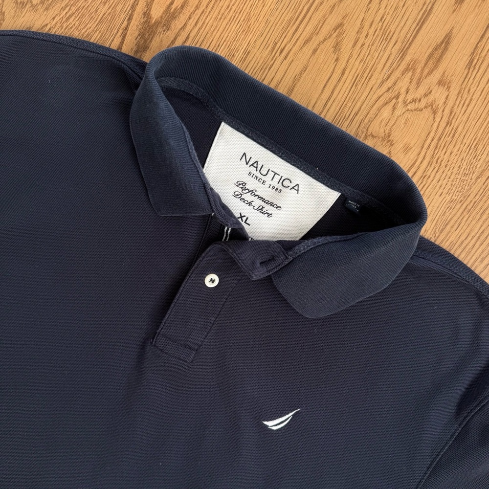 Nautica Navy Short Sleeve Polo with Embroidered Sail - Picture 2 of 5